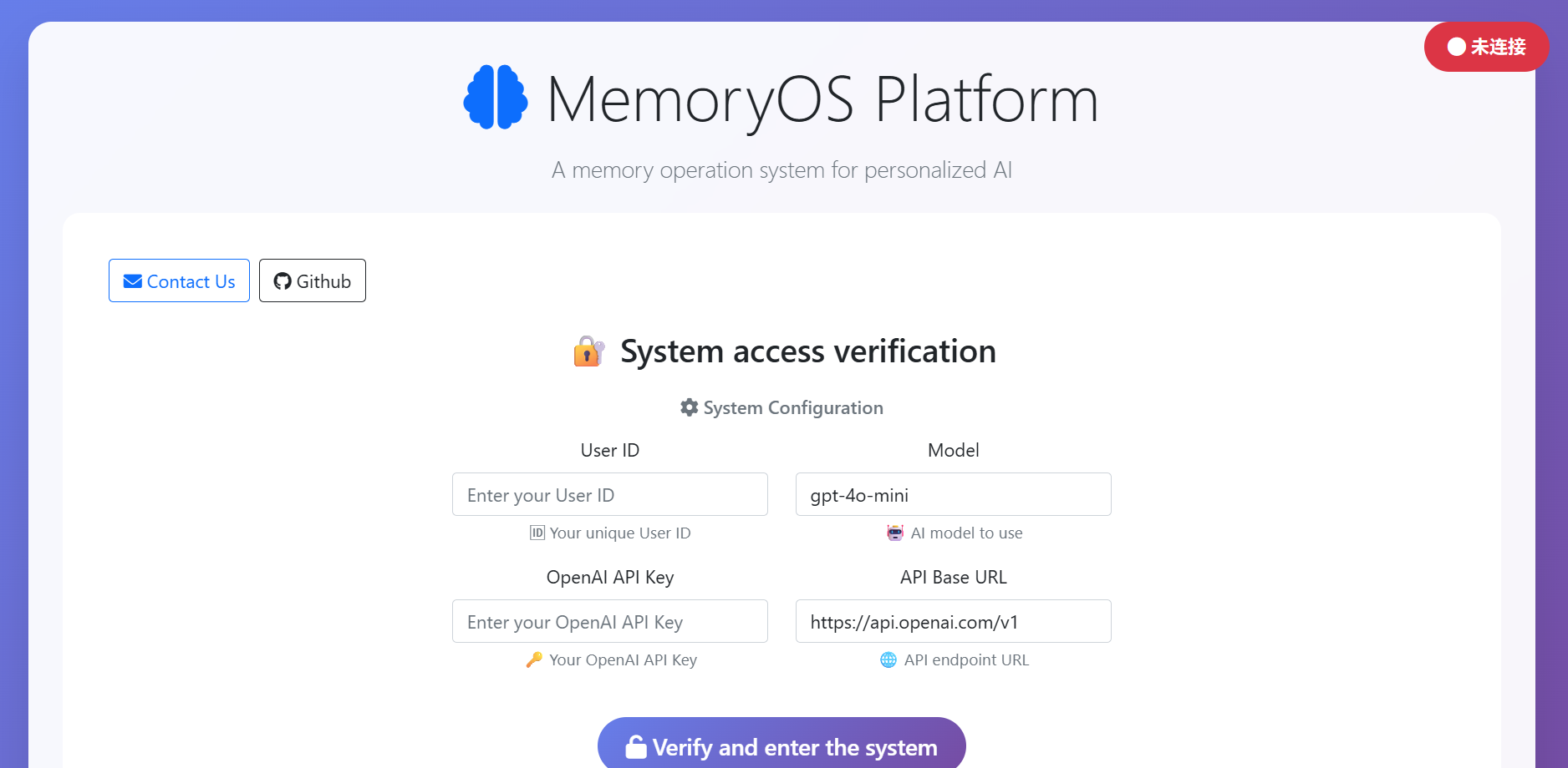 MemoryOS Playground Local Screenshot 1